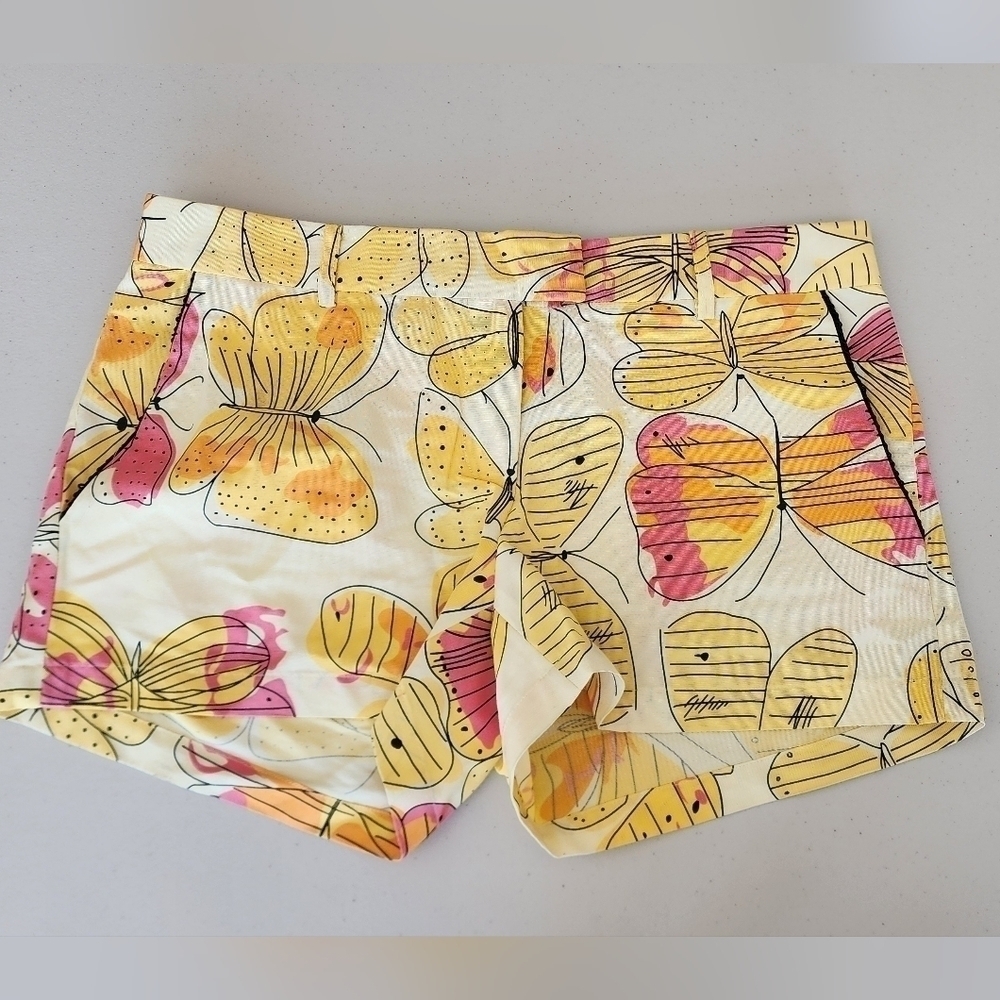 Jb By Julie Brown Pink/Yellow Butterfly Shorts Women's Size 6.